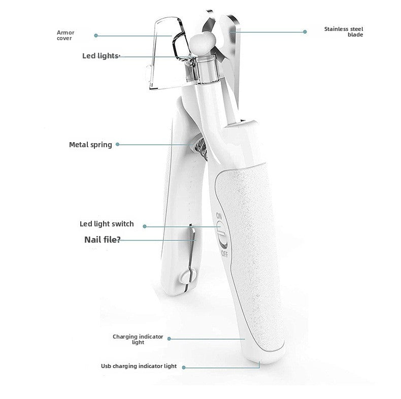 Pet nail clipper with LED light
